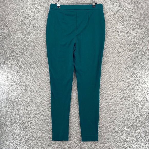 Chicos Pants Women 1 US 8 Green Faux Leather Front Ponte Legging Pull On Stretch - Picture 3 of 12